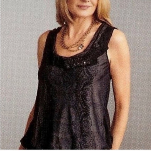 Cabi Style 155 Illusion Black Bubble Tank Top Bejewled size large - Picture 1 of 15